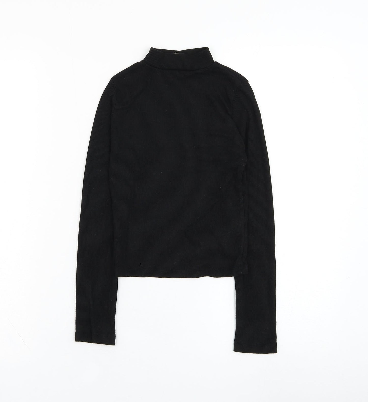 Miss Evie Girls Black Mock Neck  Polyester Pullover Jumper Size 9-10 Years  Pullover