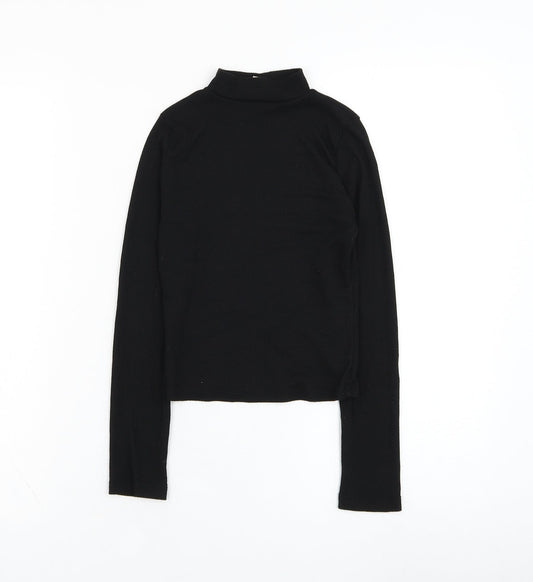 Miss Evie Girls Black Mock Neck  Polyester Pullover Jumper Size 9-10 Years  Pullover