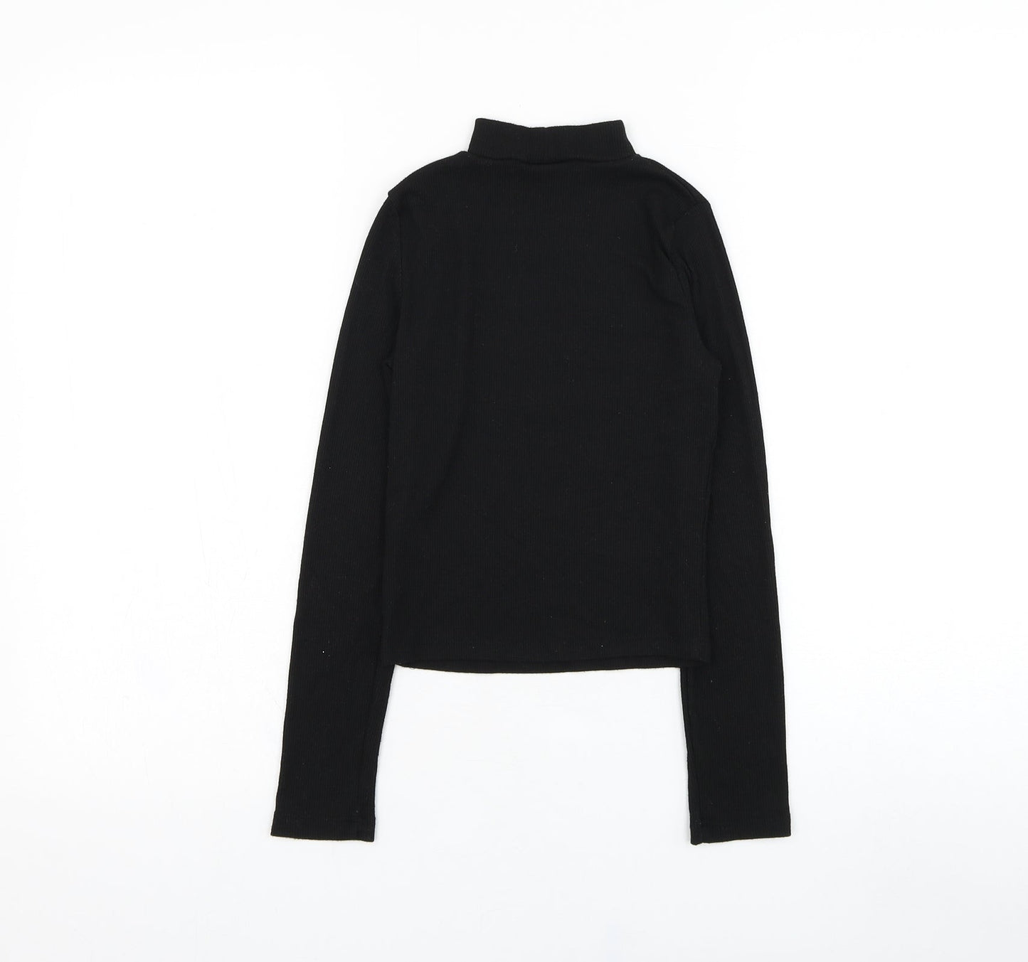 Miss Evie Girls Black Mock Neck  Polyester Pullover Jumper Size 9-10 Years  Pullover