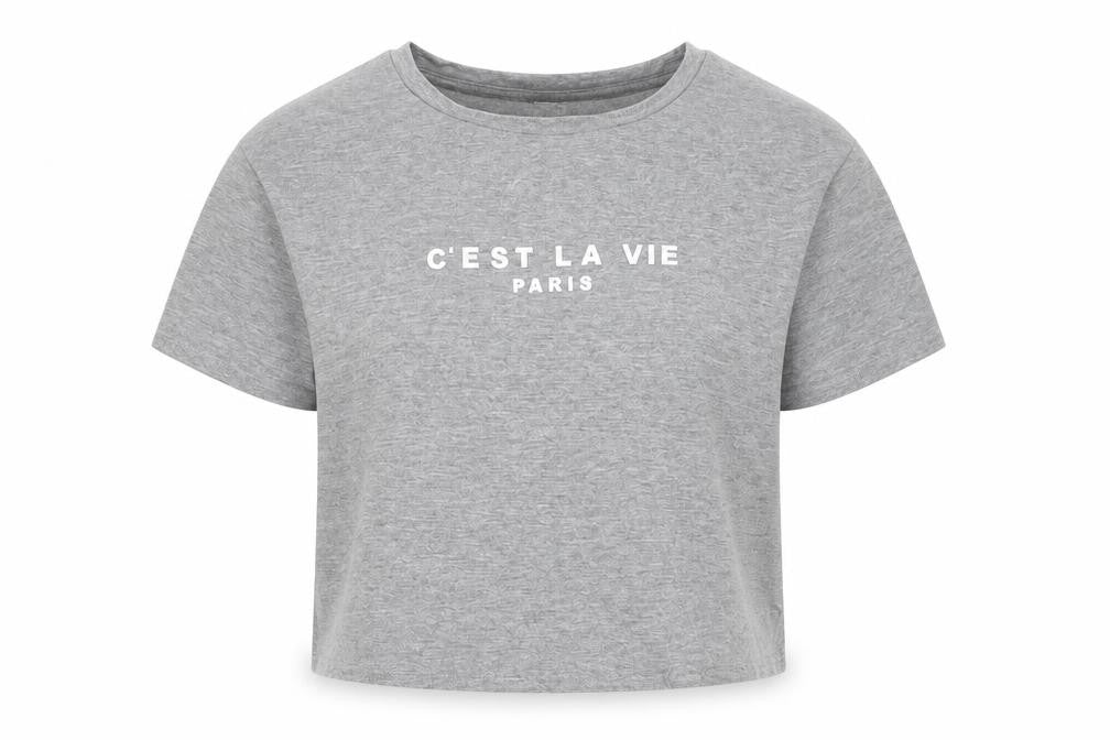 SheIn Girls Grey  Polyester Basic T-Shirt Size 12-13 Years Round Neck Pullover - C'est La Vie