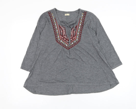 Hollister Womens Grey  Polyester Basic Blouse Size S Round Neck