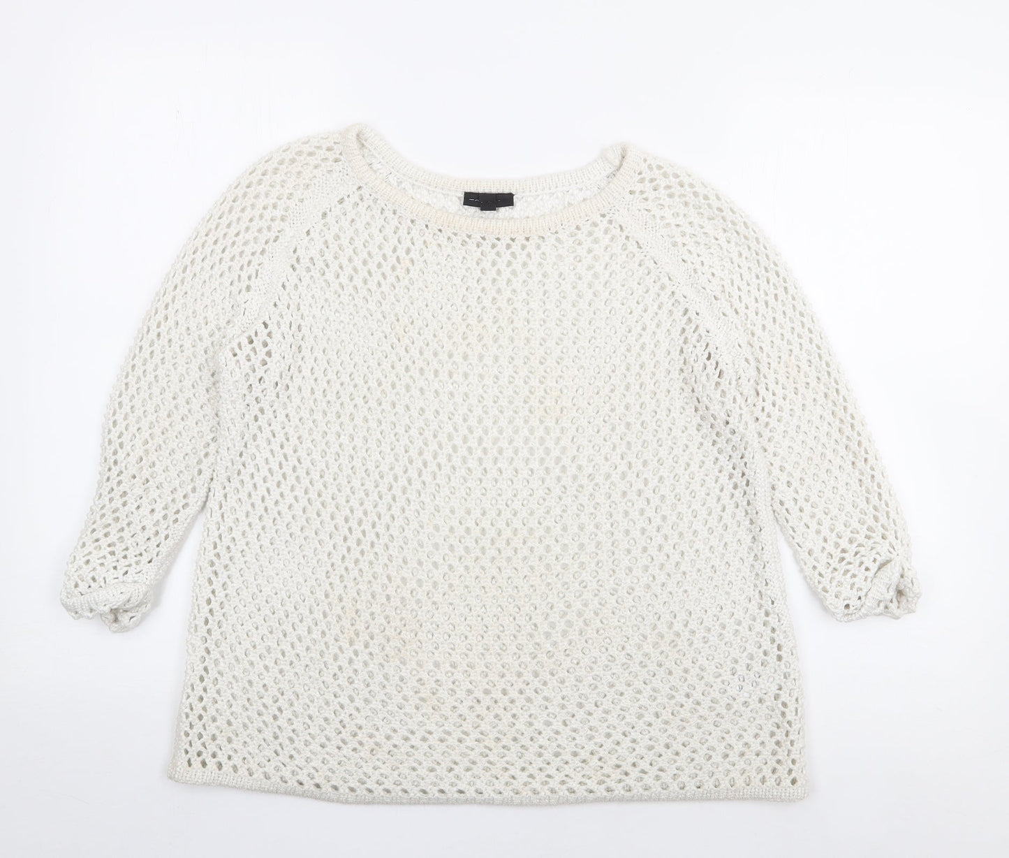 Topshop Womens Ivory Round Neck  Acrylic Pullover Jumper Size 8