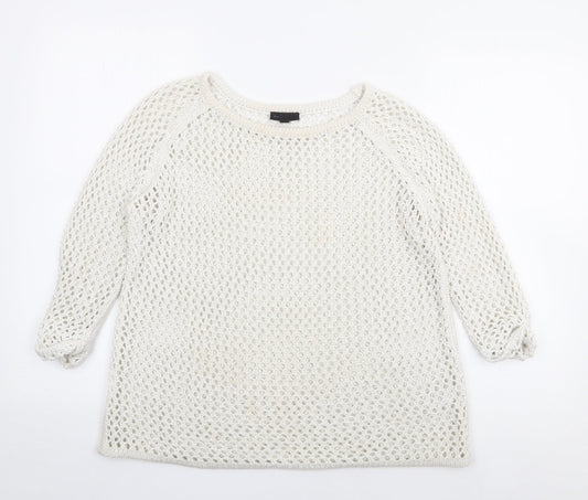 Topshop Womens Ivory Round Neck  Acrylic Pullover Jumper Size 8