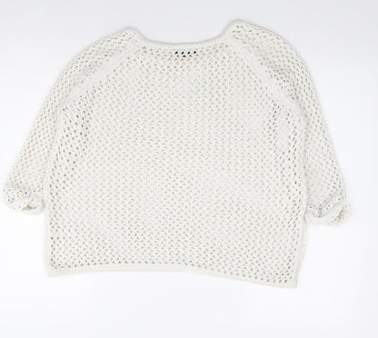 Topshop Womens Ivory Round Neck  Acrylic Pullover Jumper Size 8