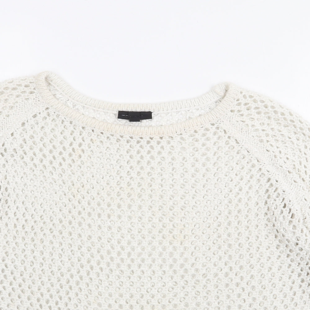 Topshop Womens Ivory Round Neck  Acrylic Pullover Jumper Size 8