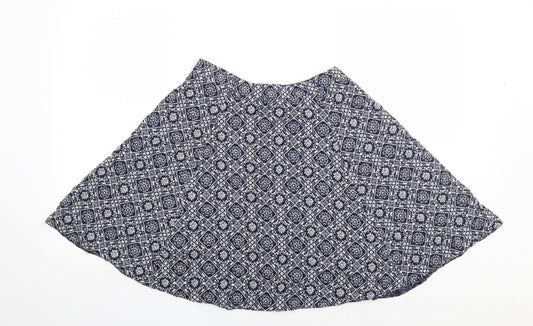 George Womens Blue Floral Viscose Flare Skirt Size 10   Zip