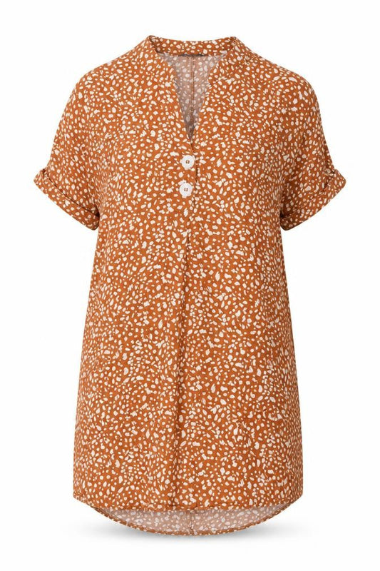 Primark Womens Brown Animal Print Viscose Shift  Size 6  V-Neck Pullover