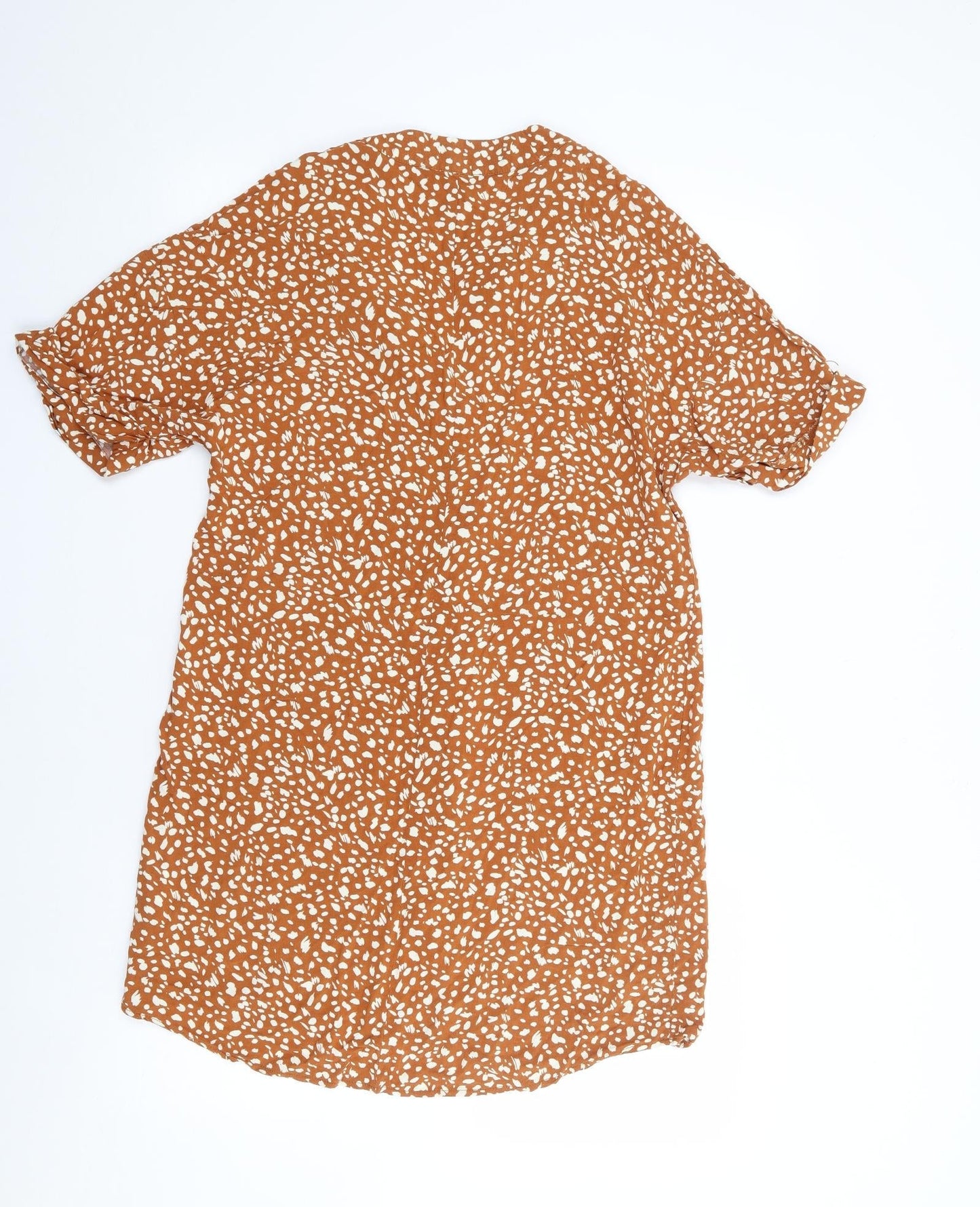 Primark Womens Brown Animal Print Viscose Shift  Size 6  V-Neck Pullover