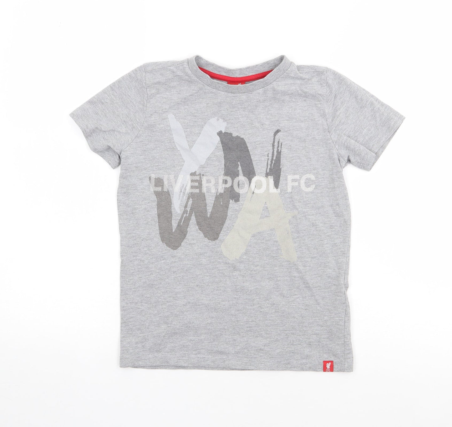 Liverpool FC Boys Grey  Cotton Jersey T-Shirt Size 7-8 Years Crew Neck Pullover