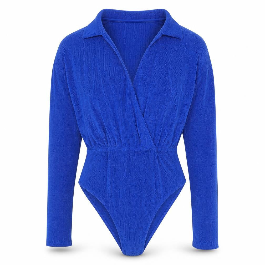 Figa Womens Blue  Polyester Bodysuit One-Piece Size S  Snap