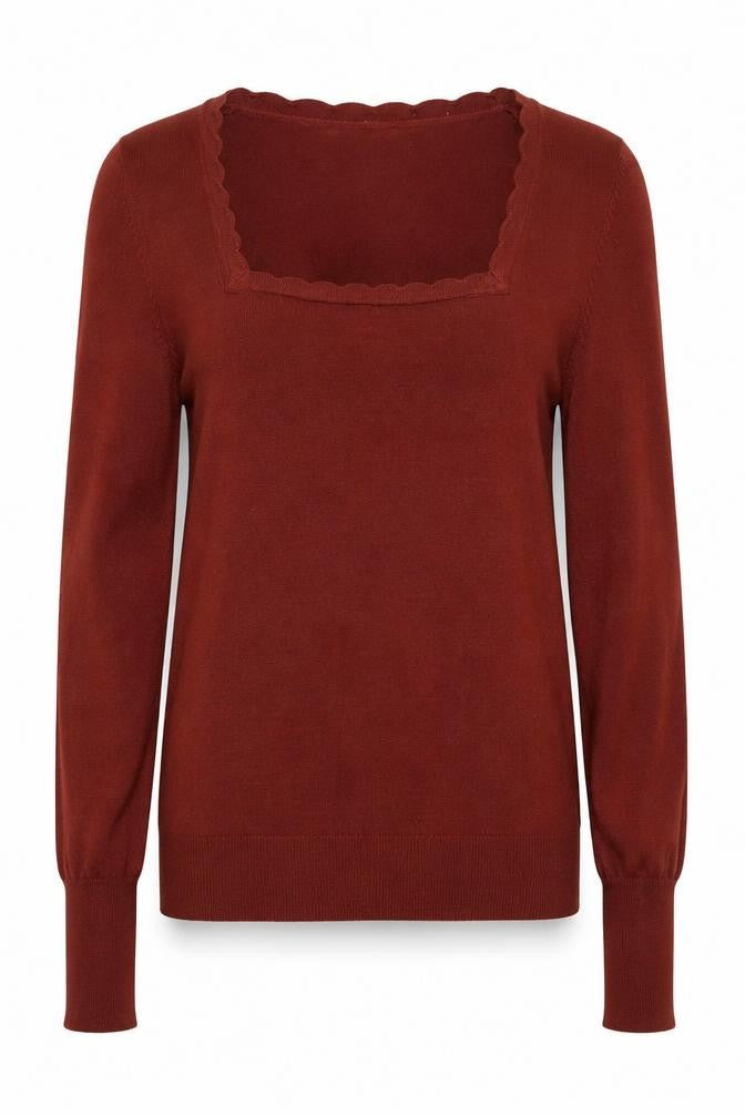 Preworn Womens Brown Square Neck  Polyester Pullover Jumper Size M