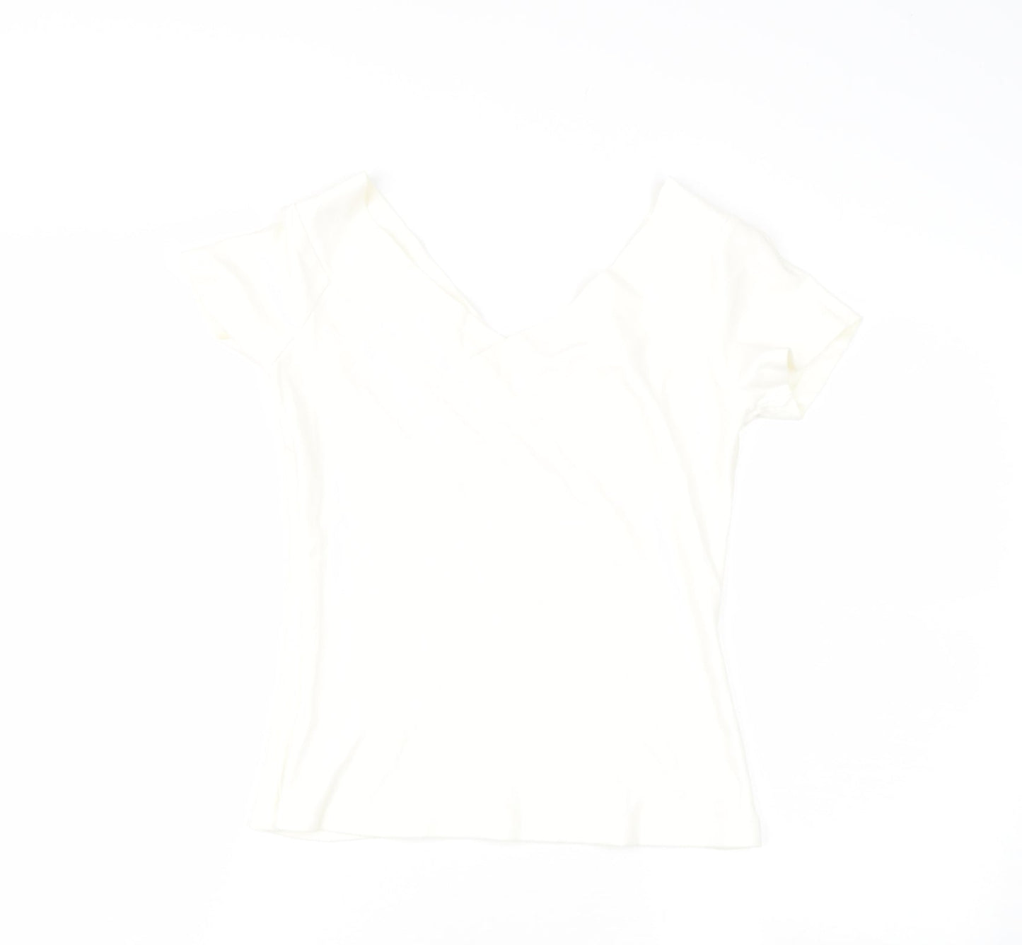 Preworn Womens White  Elastane Basic Blouse Size S V-Neck
