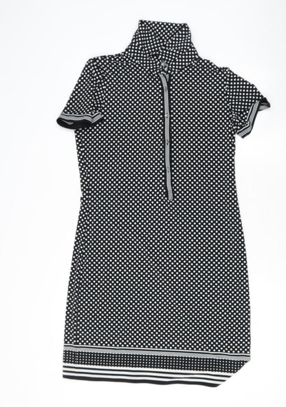 Max Studio Womens Black Polka Dot Polyester Blend Shift  Size S   Snap