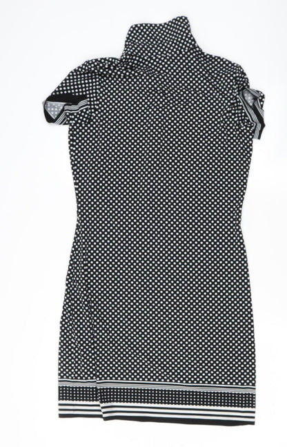 Max Studio Womens Black Polka Dot Polyester Blend Shift  Size S   Snap