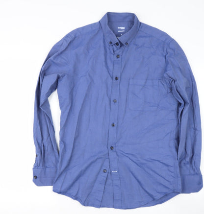 Dunnes Mens Blue  Cotton  Button-Up Size M Collared