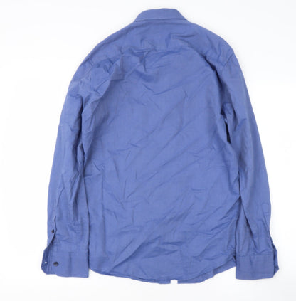 Dunnes Mens Blue  Cotton  Button-Up Size M Collared