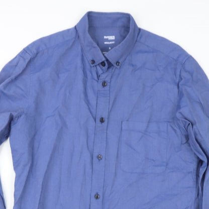 Dunnes Mens Blue  Cotton  Button-Up Size M Collared