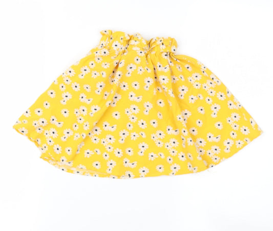 Preworn Girls Yellow  Vinyl A-Line Skirt Size 2 Years