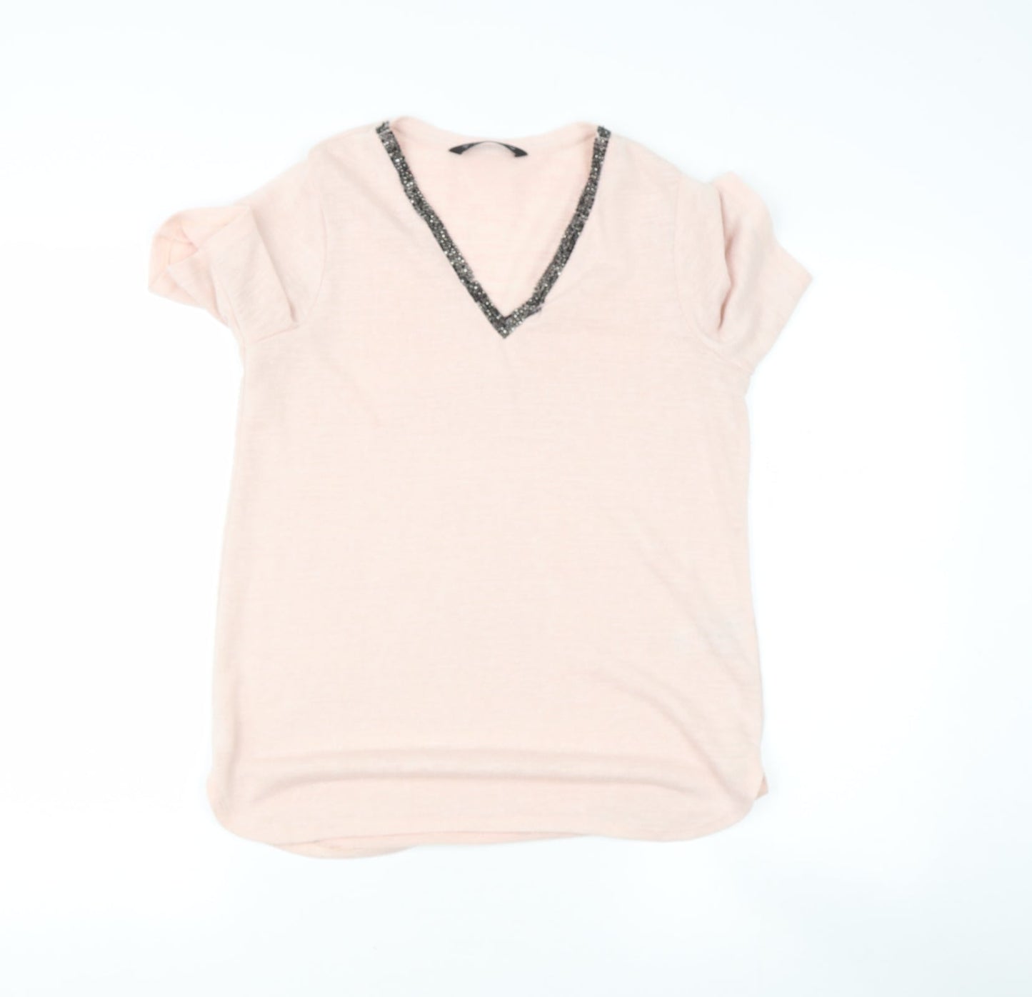dunnes stores pink n Womens  V-Neck  Polyester Pullover Jumper Size 8
