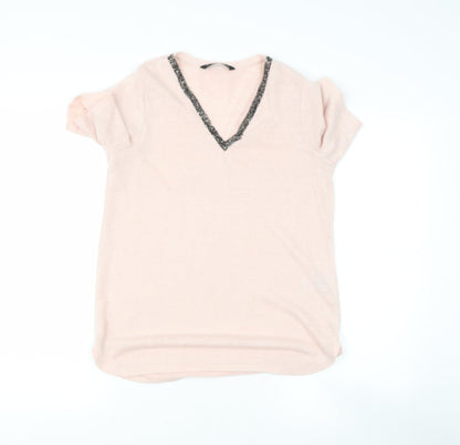 Dunnes pink n Womens  V-Neck  Polyester Pullover Jumper Size 8