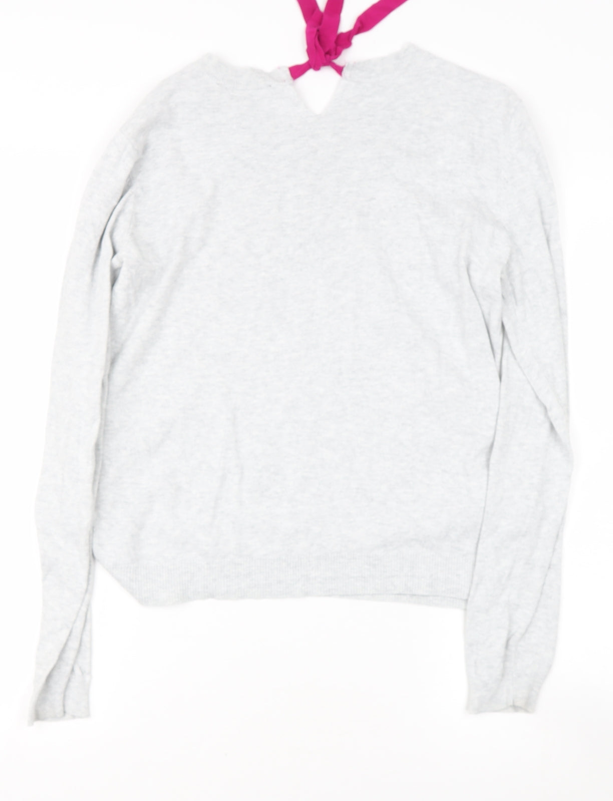 Oasis Womens Grey  Cotton Basic Polo Size M Round Neck
