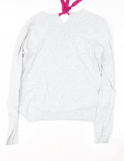 Oasis Womens Grey  Cotton Basic Polo Size M Round Neck
