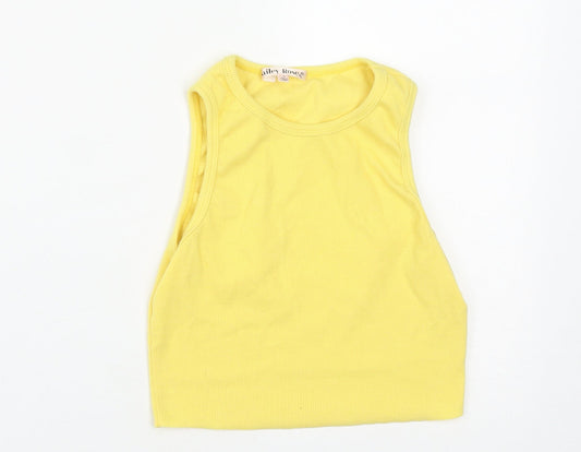 Baily Rose Womens Yellow  Polyester Cropped Tank Size S Round Neck