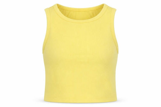 Baily Rose Womens Yellow  Polyester Cropped Tank Size S Round Neck