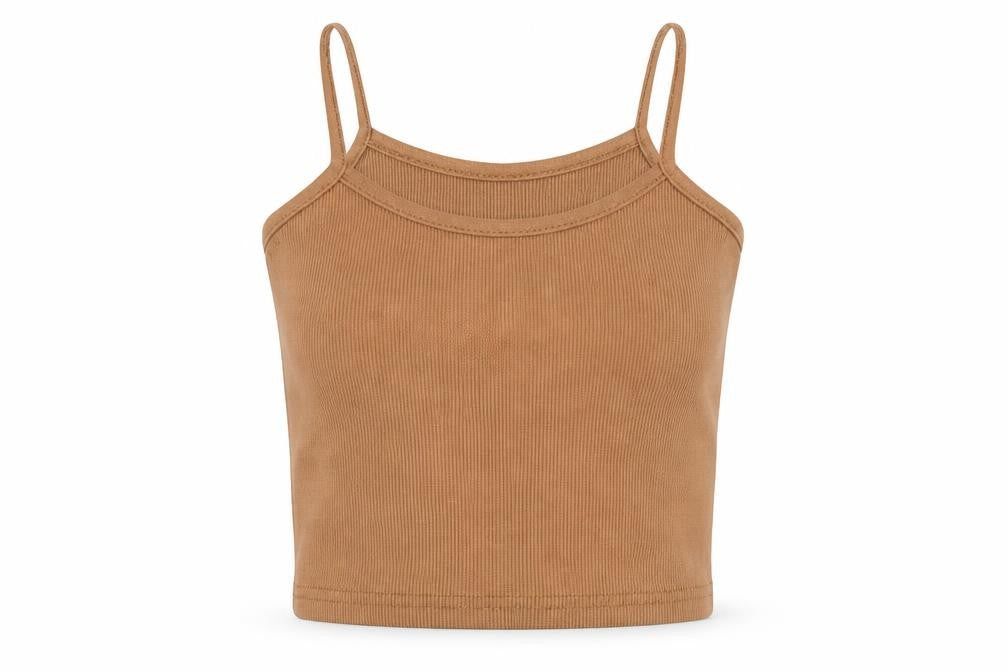 Lasula Womens Brown  Cotton Cropped Tank Size 8 Round Neck