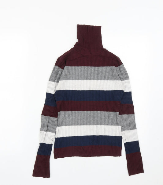 Atmosphere Womens Multicoloured Roll Neck Striped Polyester Pullover Jumper Size 10