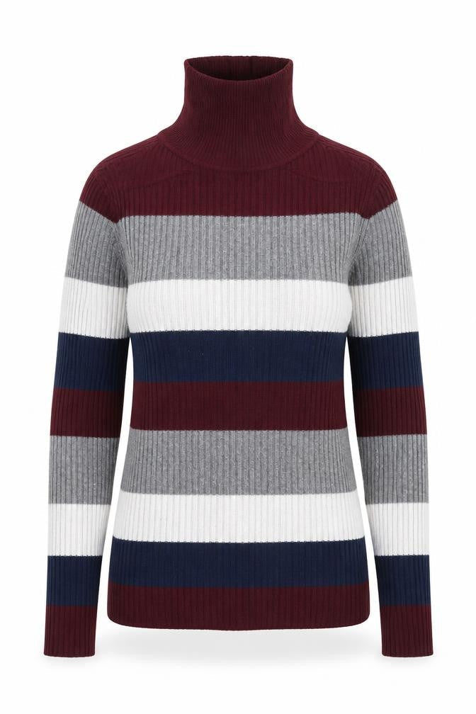 Atmosphere Womens Multicoloured Roll Neck Striped Polyester Pullover Jumper Size 10