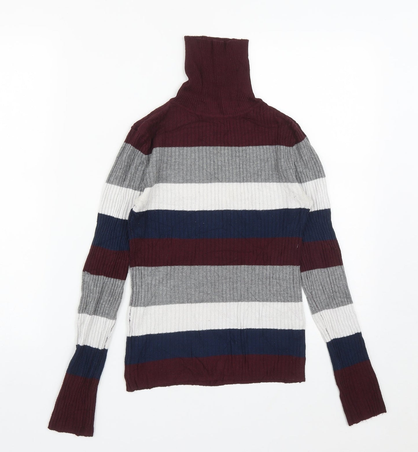 Atmosphere Womens Multicoloured Roll Neck Striped Polyester Pullover Jumper Size 10