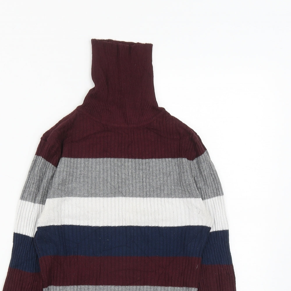 Atmosphere Womens Multicoloured Roll Neck Striped Polyester Pullover Jumper Size 10