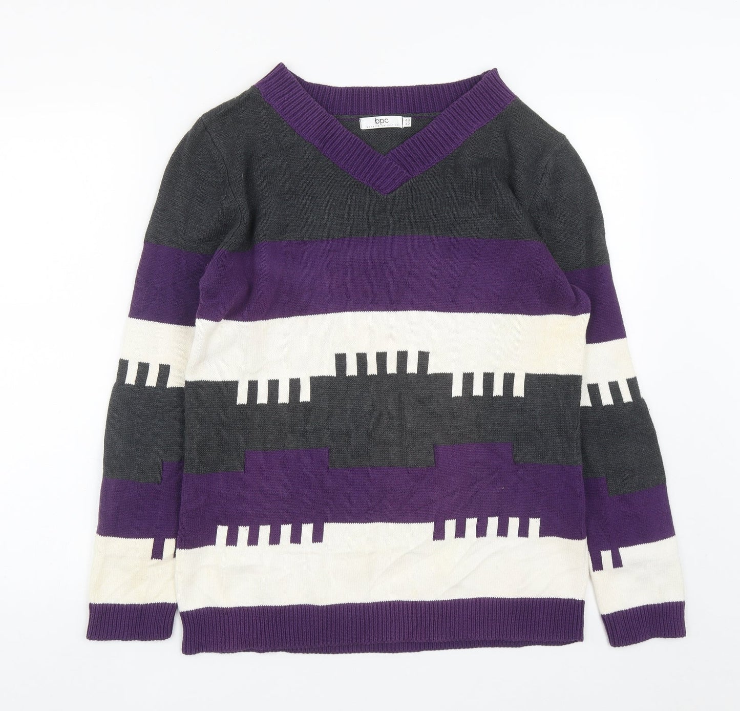 Bonprix Collection Womens Multicoloured Round Neck Geometric Acrylic Pullover Jumper Size 12   - size 12-14