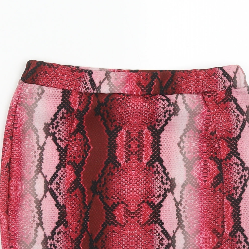 Preworn Womens Pink Animal Print Polyester Straight & Pencil Skirt Size 6