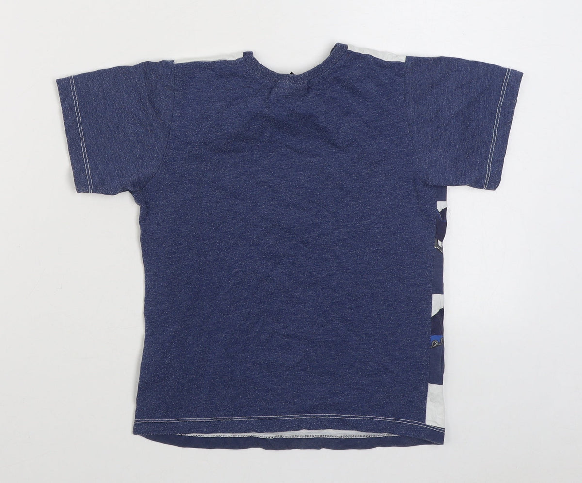 Revbel Boys Blue  Cotton Basic T-Shirt Size 6-7 Years Round Neck Pullover
