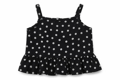 Outfit Girls Black Polka Dot Viscose Basic Blouse Size 8 Years Square Neck Button