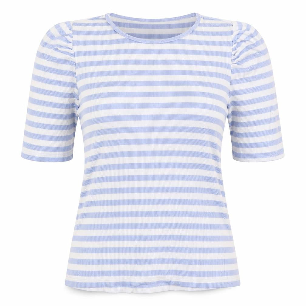 Pieces Womens Black Striped Cotton Basic T-Shirt Size M Round Neck