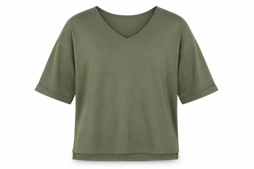 New Look Womens Green V-Neck  Polyester Pullover Jumper Size M