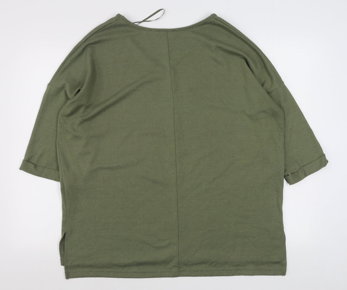 New Look Womens Green V-Neck  Polyester Pullover Jumper Size M