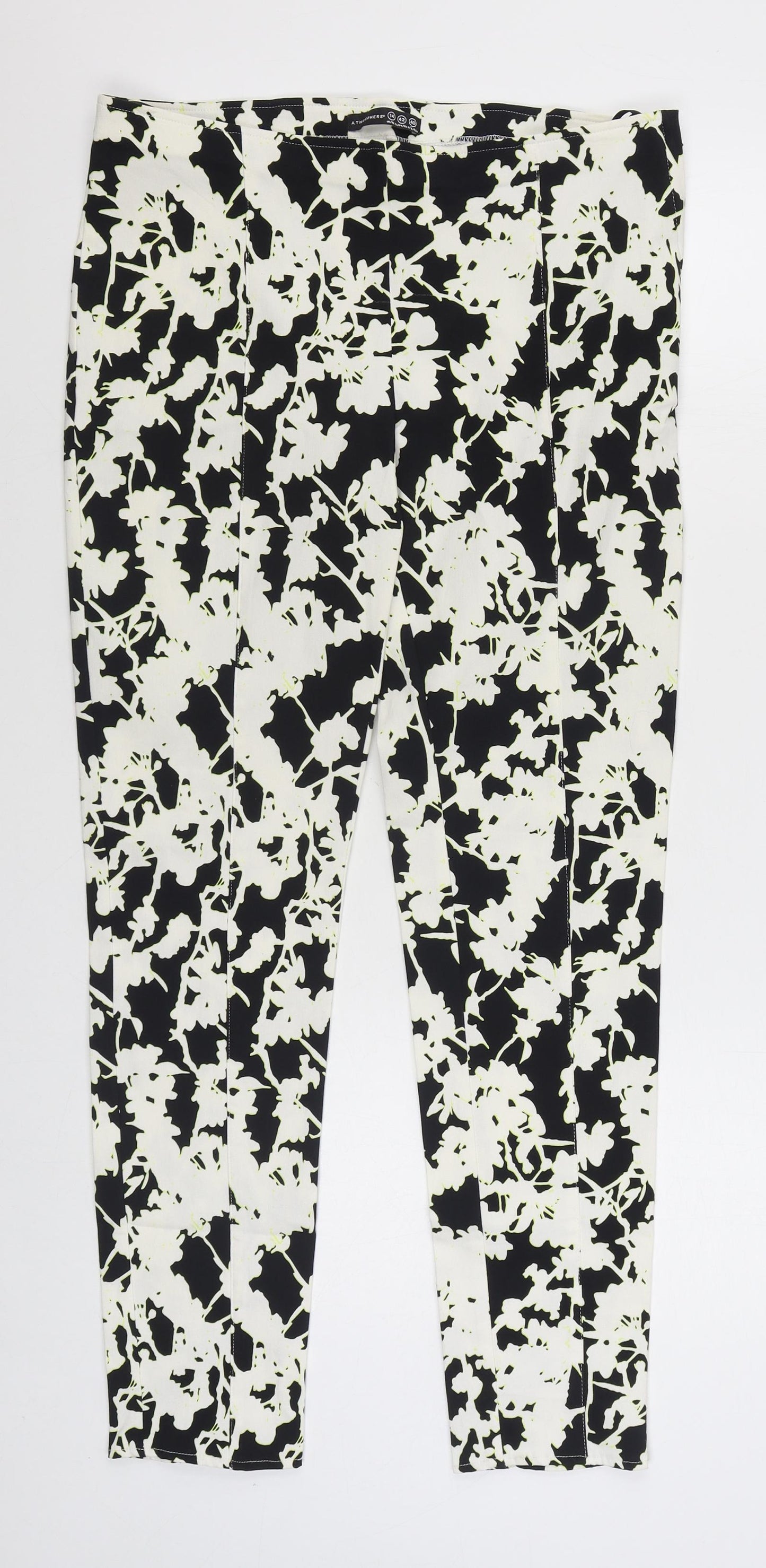 Atmosphere Womens Black Geometric Viscose Carrot Trousers Size 14 L28 in Regular Zip