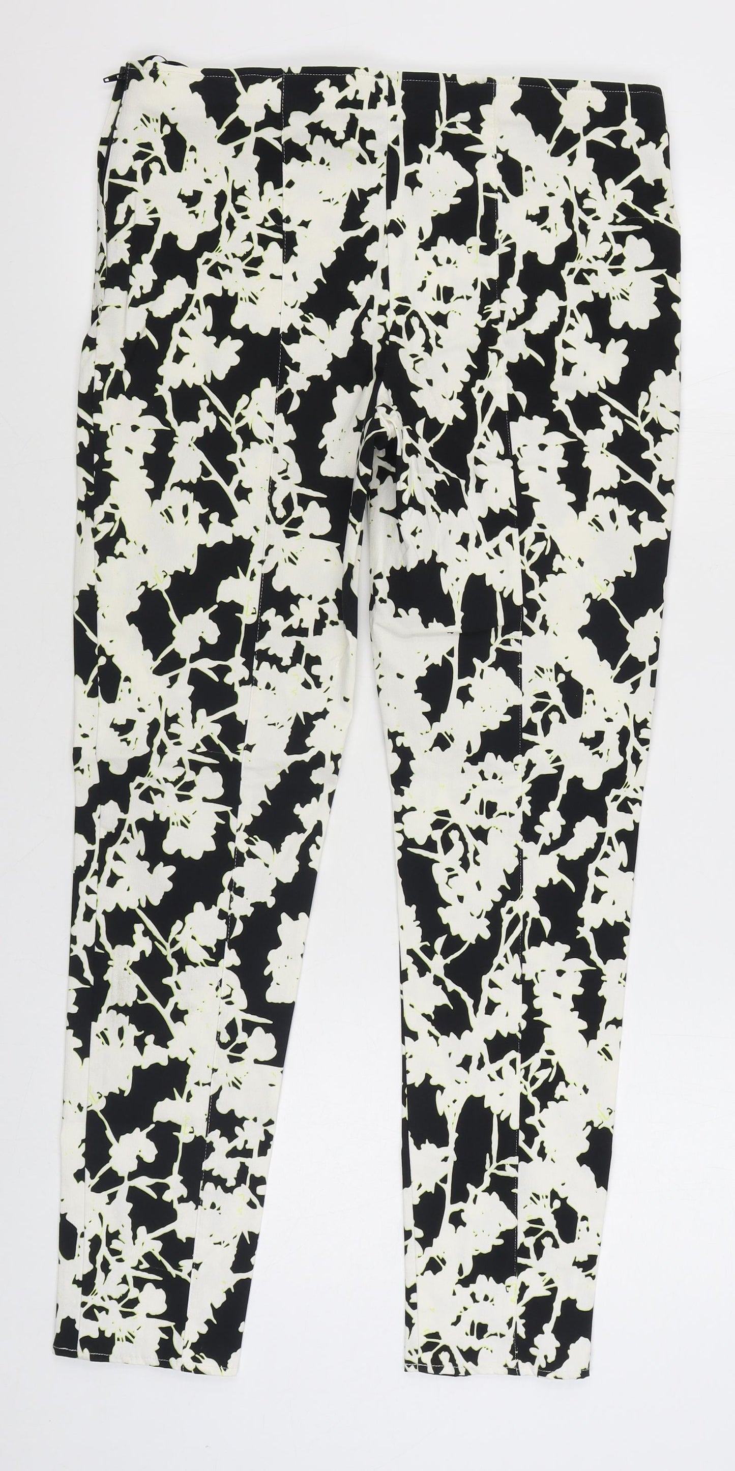 Atmosphere Womens Black Geometric Viscose Carrot Trousers Size 14 L28 in Regular Zip