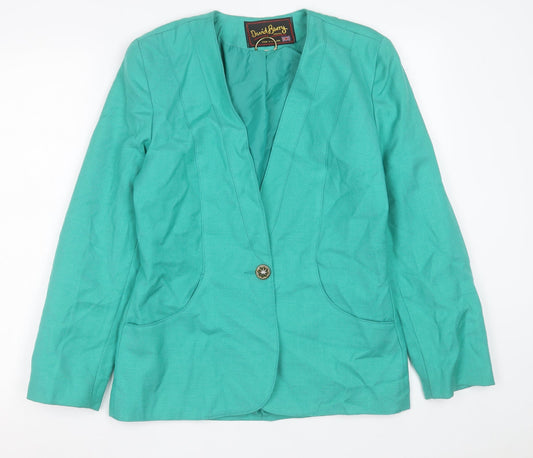 David Barry Womens Green   Jacket Blazer Size 14  Button