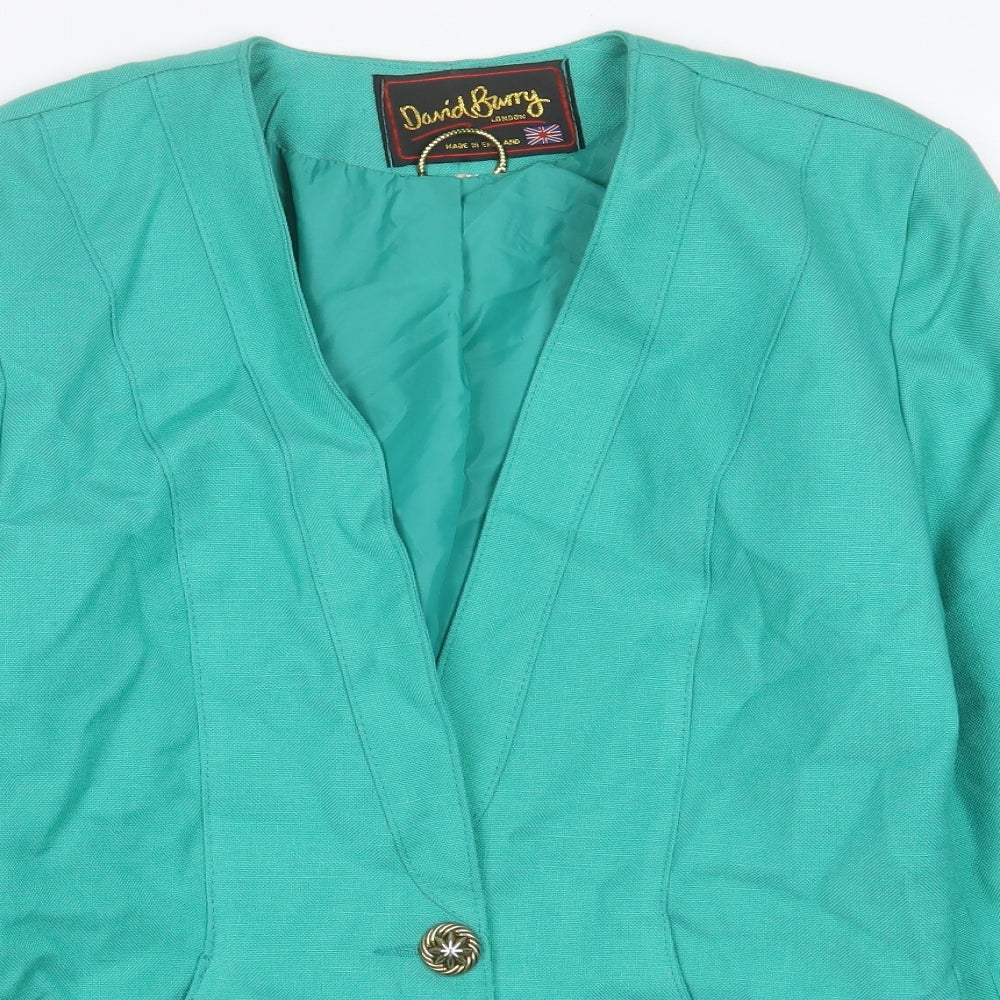 David Barry Womens Green   Jacket Blazer Size 14  Button