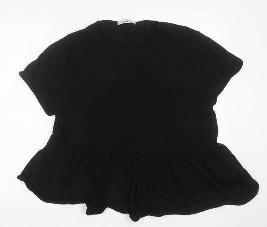 Zara Womens Black  Cotton Basic T-Shirt Size S Crew Neck