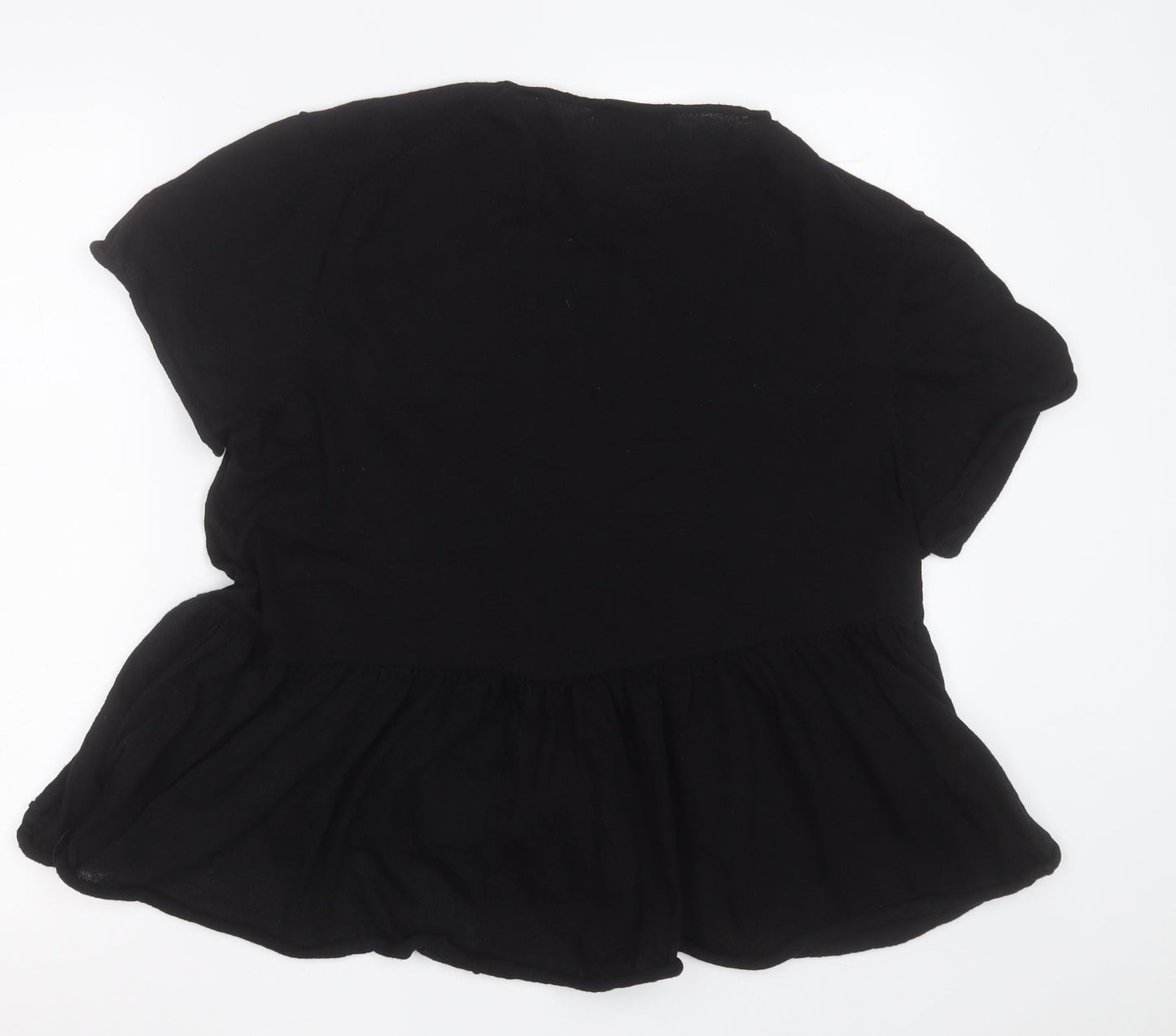 Zara Womens Black  Cotton Basic T-Shirt Size S Crew Neck