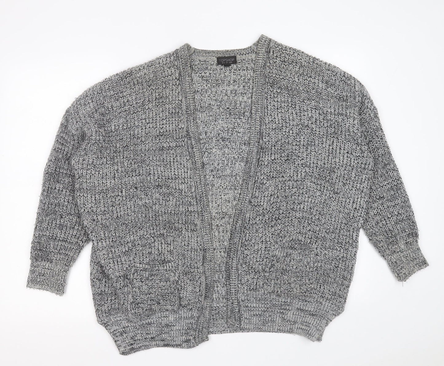 Topshop Womens Grey V-Neck  Acrylic Cardigan Jumper Size 10