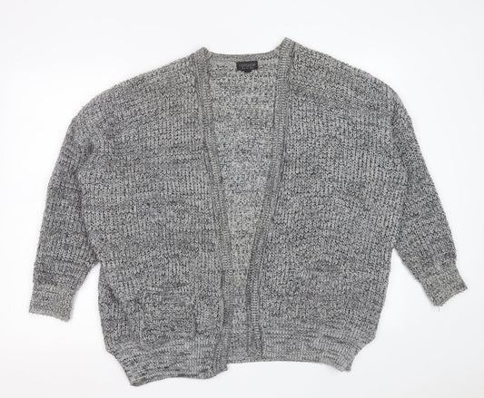 Topshop Womens Grey V-Neck  Acrylic Cardigan Jumper Size 10