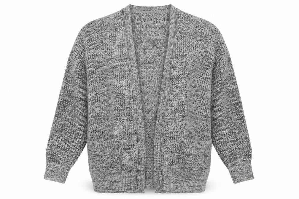 Topshop Womens Grey V-Neck  Acrylic Cardigan Jumper Size 10