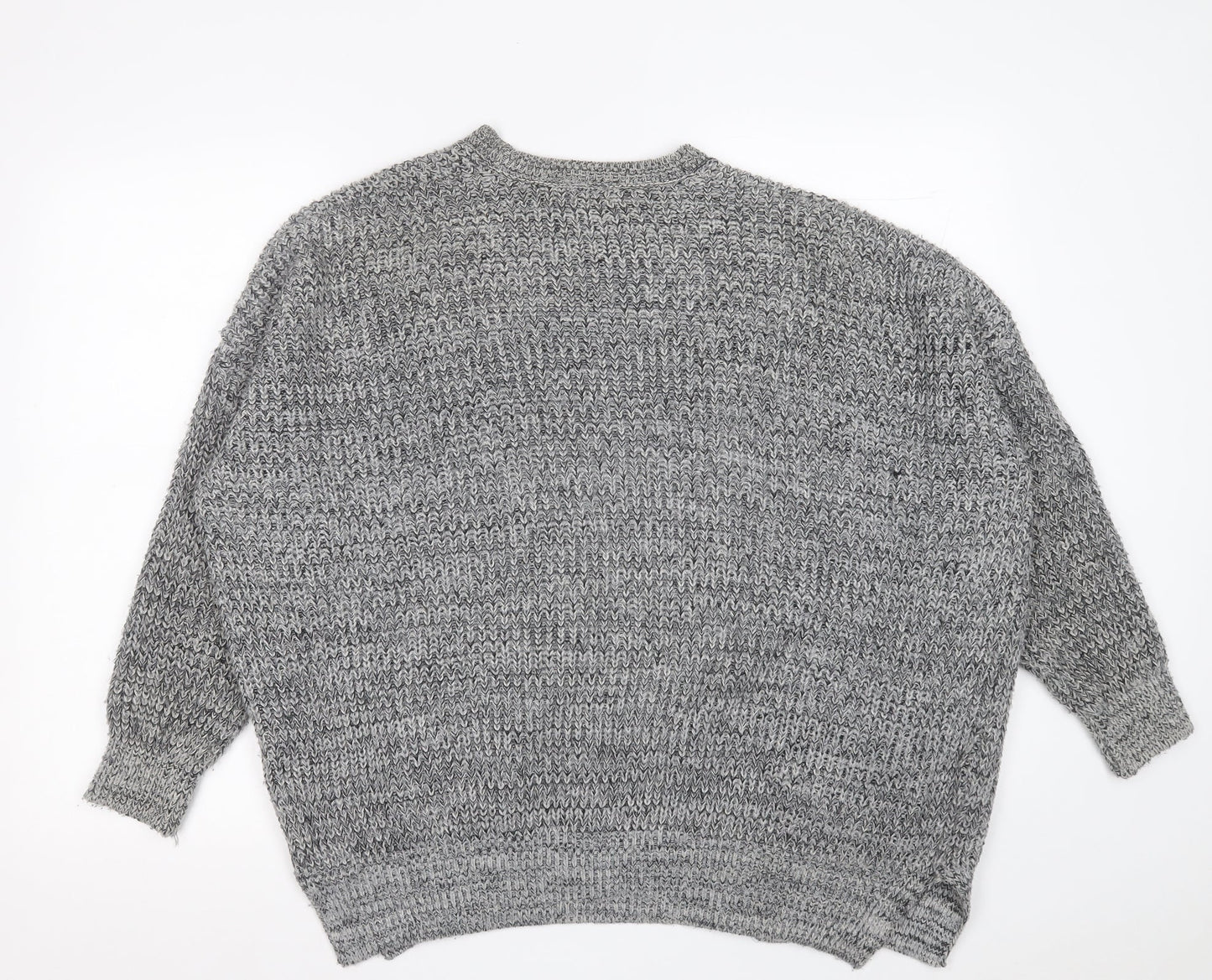 Topshop Womens Grey V-Neck  Acrylic Cardigan Jumper Size 10